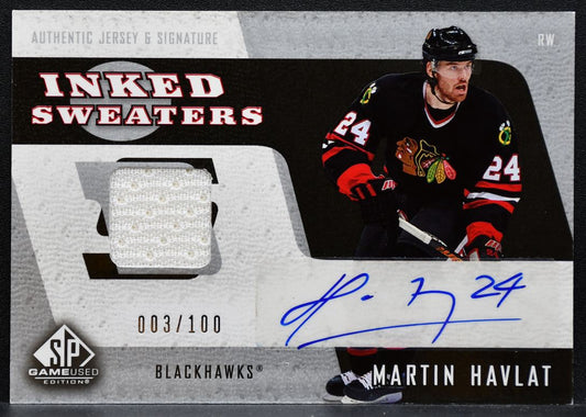 2006-07 SP Game Used Inked Sweaters Martin Havlat Blackhawks Auto Jersey 0187