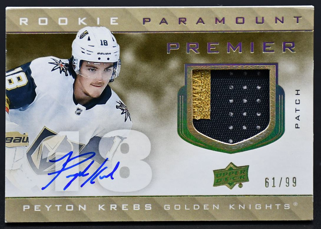 2020-21 UD Premier Update 2020-21 Peyton Krebs Golden Knights Auto /99 Patch