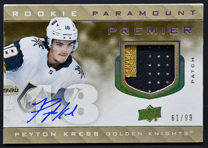 2020-21 UD Premier Update 2020-21 Peyton Krebs Golden Knights Auto /99 Patch