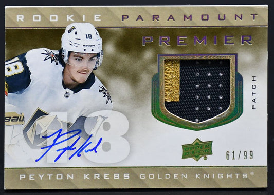 2020-21 UD Premier Update 2020-21 Peyton Krebs Golden Knights Auto /99 Patch