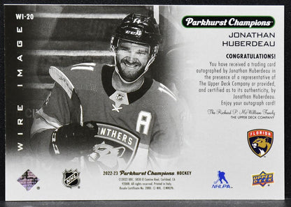 2022-23 Parkhurst Champions Wire Images Autographs Jonathan Huberdeau WI-20 Auto