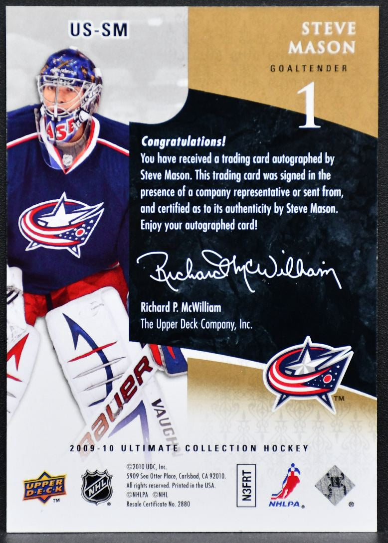 2010-11 UD Ultimate Collection Signatures Steve Mason US-SM Blue Jackets Auto