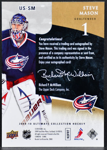 2010-11 UD Ultimate Collection Signatures Steve Mason US-SM Blue Jackets Auto