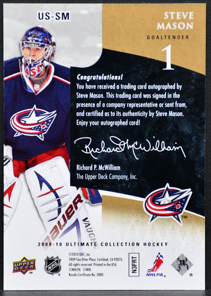 2010-11 UD Ultimate Collection Signatures Steve Mason US-SM Blue Jackets Auto