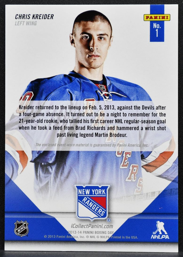 2013-14 Panini Boxing Day Showcase Materials Kreider Rangers RC Jersey 5135
