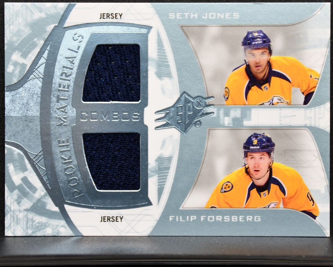 2013-14 SPx Rookie Materials Combos Forsberg/Jones RC Jersey 5037