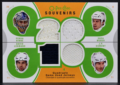 2010-11 OPC Souvenirs Weber/Dumont/Rinne/Legwand Jersey 7930