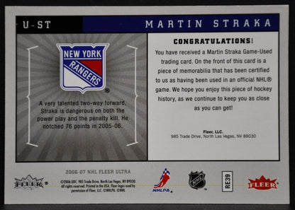 2006-07 Fleer Ultra Uniformity Martin Straka U-ST New York Rangers Jersey 7115