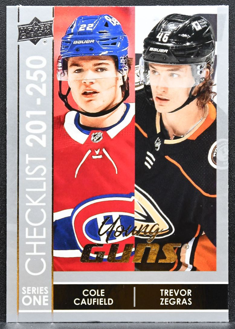 2021-22 UD Series 1 Young Guns Checklist Cole Caufield / Trevor Zegras RC 4070
