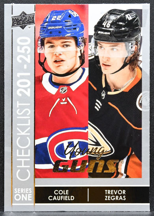 2021-22 UD Series 1 Young Guns Checklist Cole Caufield / Trevor Zegras RC 4070