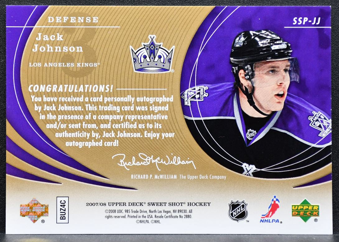 2007-08 Upper Deck Sweet Shot Signature Shots Jack Johnson Kings Auto 0774