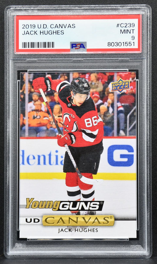2019-20 Upper Deck Series 2 UD Canvas Young Guns Jack Hughes C239 RC 2521