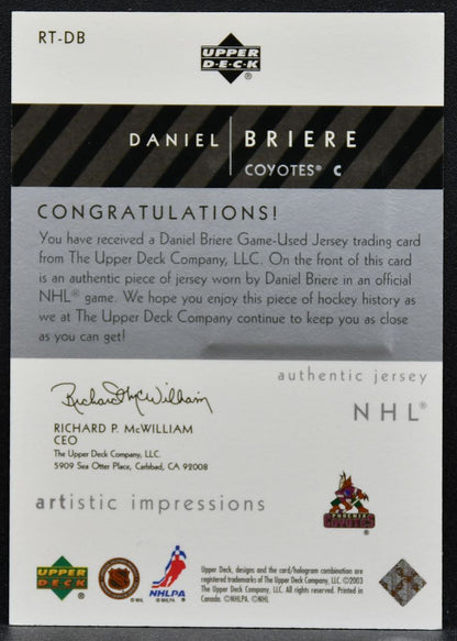 2002-03 UD Artistic Impressions On The Right Track Daniel Briere Jersey 9608