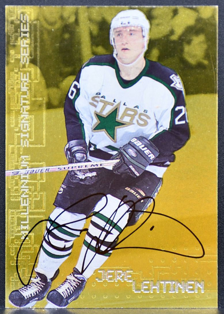 1999-100 Be a Player Millennium Autographs Gold Jere Lehtinen 81 Stars Auto 8430