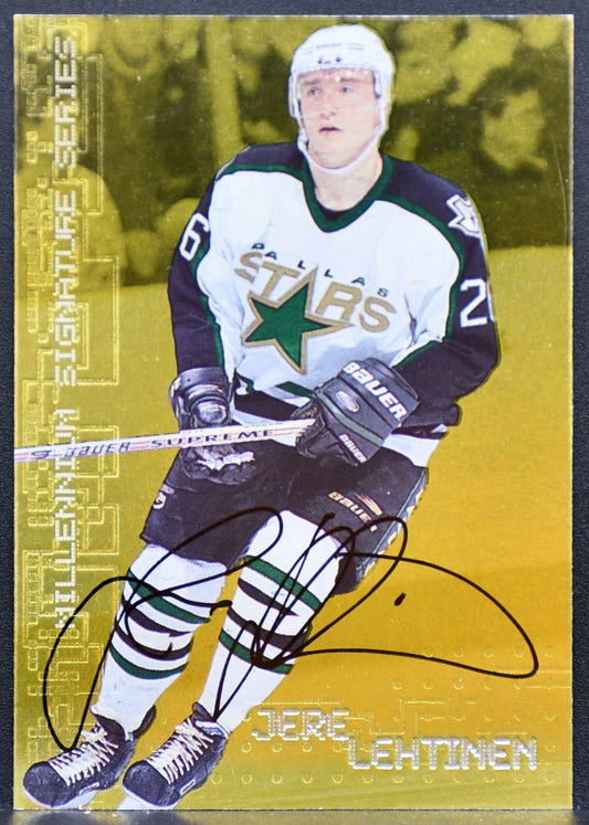 1999-100 Be a Player Millennium Autographs Gold Jere Lehtinen 81 Stars Auto 8430