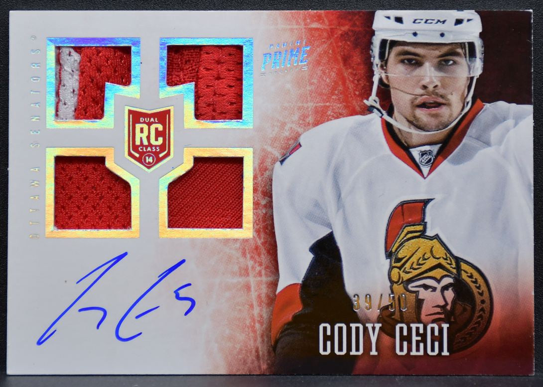 2013-14 Panini Prime Rookie Patch Auto Cody Ceci RC Auto 39/50 Patch 8421
