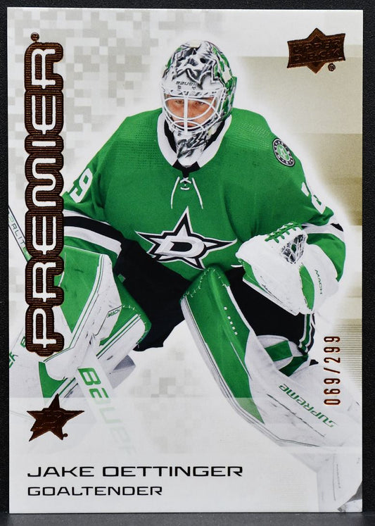 2024-25 Upper Deck Premier Bronze Jake Oettinger 85 Dallas Stars 069/299 8495