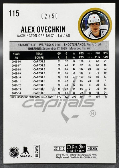 2014-15 O-Pee-Chee Platinum Seismic Gold Alexander Ovechkin /50