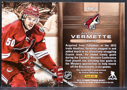 2013-14 Panini Titanium Metallic Marks Bronze Antoine Vermette Coyotes Auto 9105