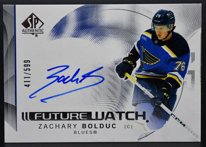 2024-25 SP Authentic Zachary Bolduc 105 St. Louis Blues RC Auto 411/599