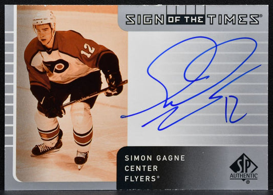2001-02 SP Authentic Sign of the Times Simon Gagne SG Flyers Auto 7255