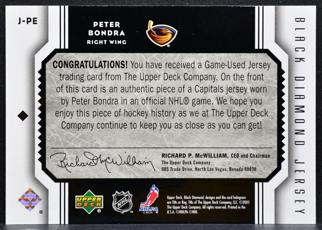 2005-06 Upper Deck Black Diamond Jerseys Peter Bondra J-PE Thrashers Jersey 2578