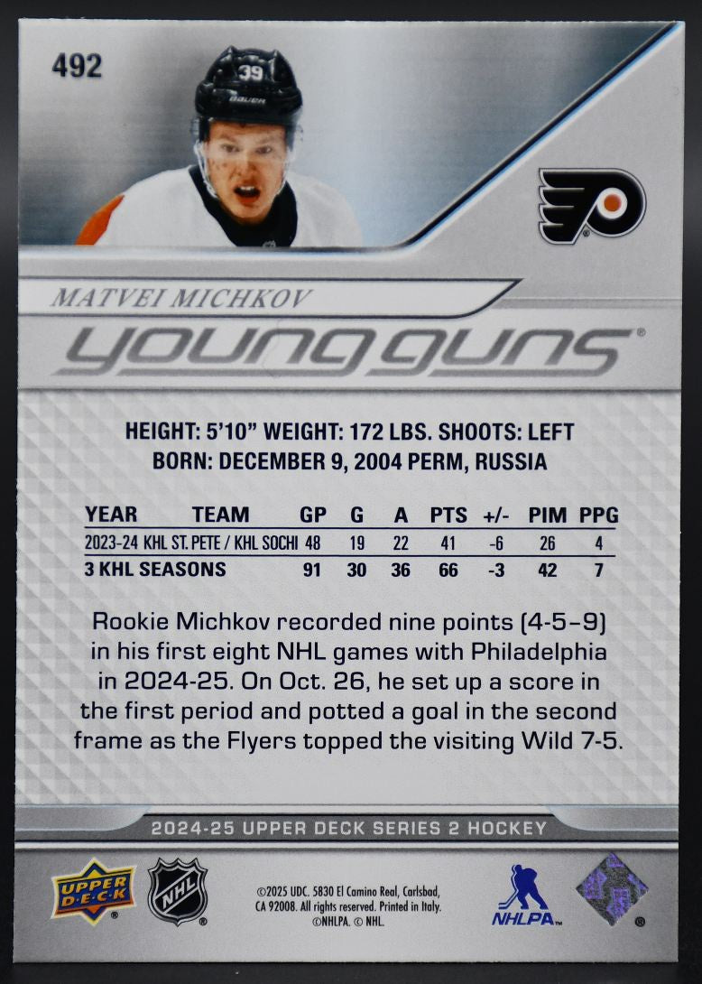 2024-25 UD Series 2 Matvei Michkov 492 Philadelphia Flyers RC