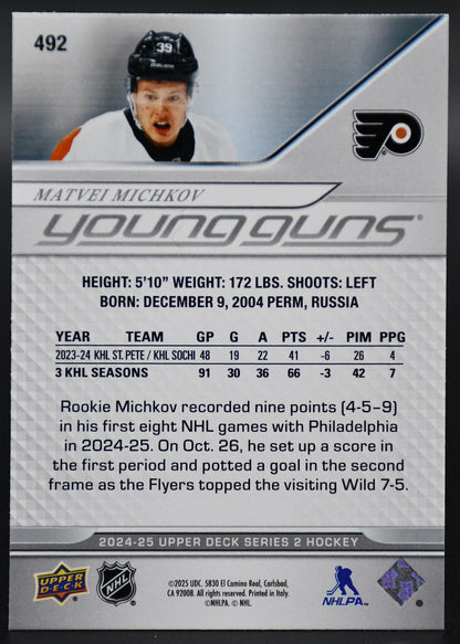 2024-25 UD Series 2 Matvei Michkov 492 Philadelphia Flyers RC