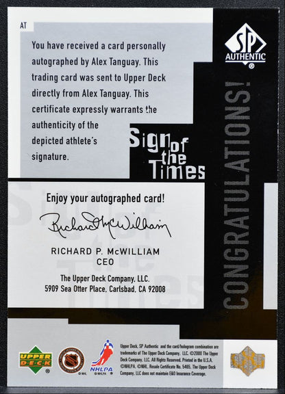 1999-100 SP Authentic Sign of the Times Alex Tanguay Auto 0551