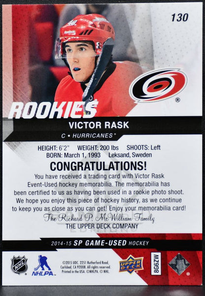 2014-15 SP Game Used Rookies Gold Jerseys Victor Rask 130 RC /499 Jersey 1649