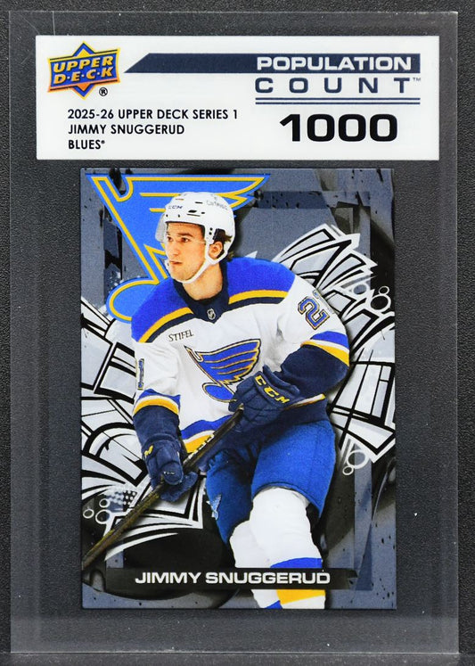 2025-26 UD Series 1 Population Count 1000 Jimmy Snuggerud PC-22 St. Louis Blues 2388