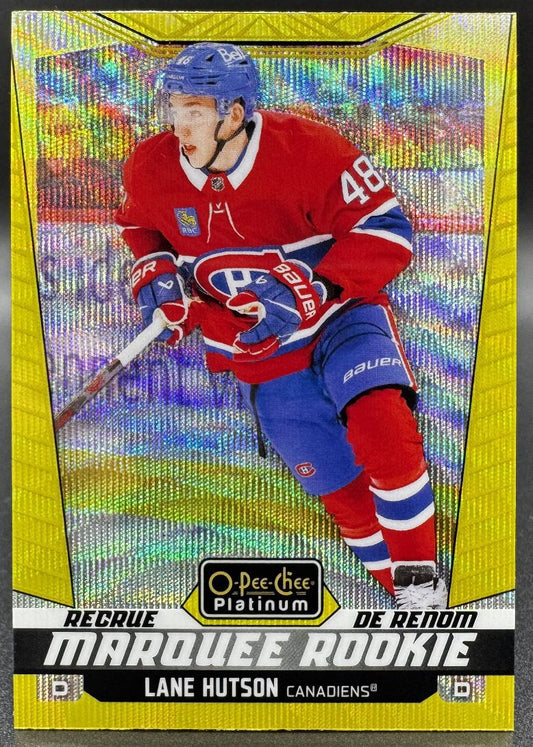 2024-25 O-Pee-Chee Platinum Neon Yellow Surge Lane Hutson Montreal Canadiens RC
