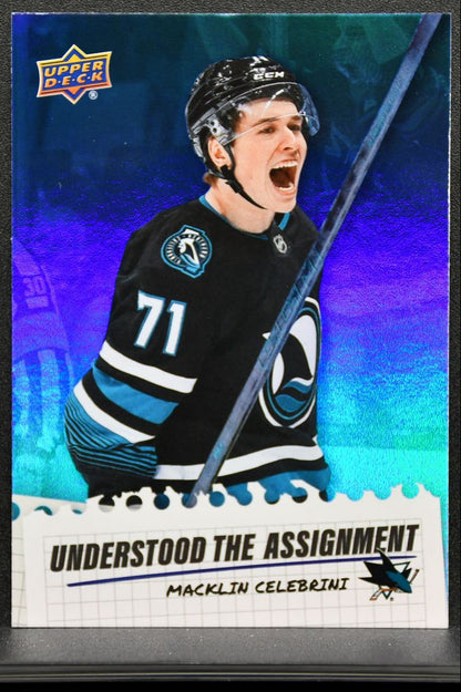 2025-26 UD Extended Series Understood The Assignment Macklin Celebrini 9089