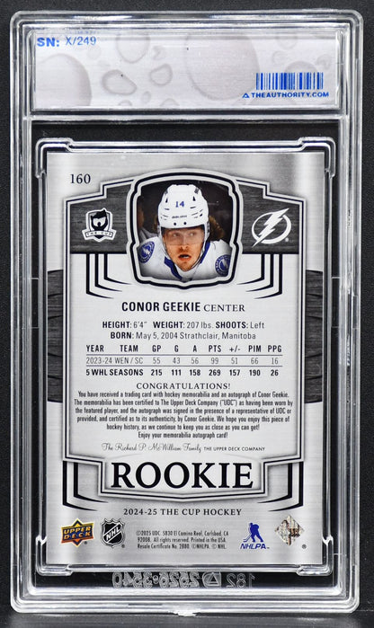 2024-25 UD The Cup Rookie Silver Conor Geekie 160 RC Auto 222/249