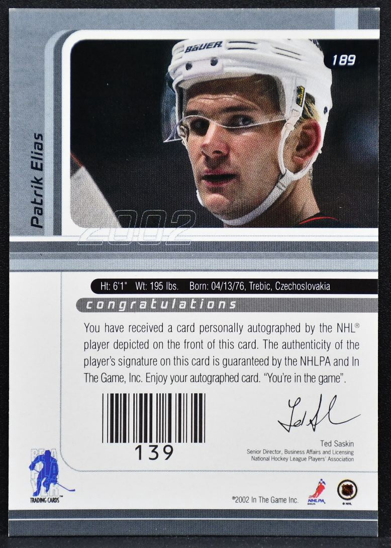 2002-03 Be a Player Signature Series Auto Patrik Elias 189 Devils Auto 7402
