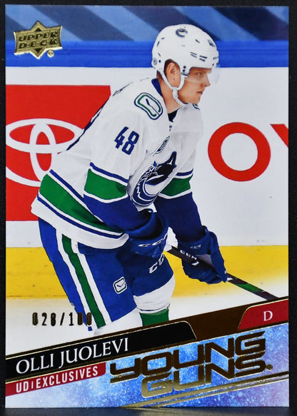 20-21 UD Series 1 UD Exclusives Young Guns Olli Juolevi 222 Canucks RC 028/100 5951