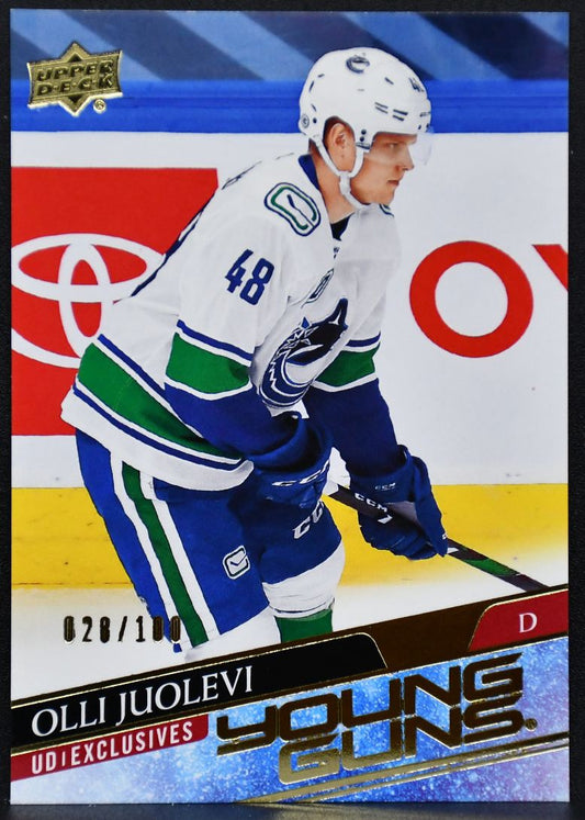 20-21 UD Series 1 UD Exclusives Young Guns Olli Juolevi 222 Canucks RC 028/100 5951