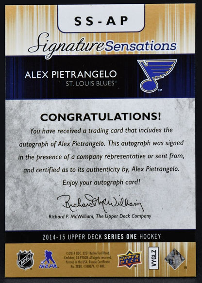 2014-15 UD Series 1 Signature Sensations Alex Pietrangelo SS-AP Auto