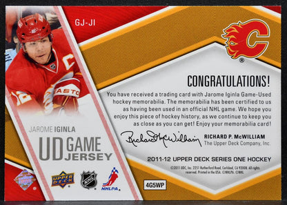 2011-12 UD Series 1 UD Game Jerseys Jarome Iginla GJ-JI Flames Jersey 3148