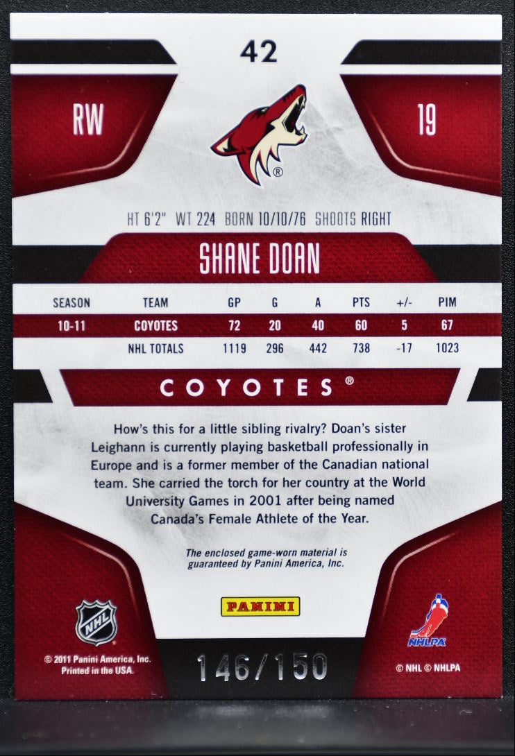 2011-12 Panini Certified Mirror Red Materials Dual Doan /150 Jersey 2081