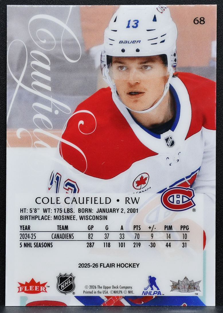 2025-26 Flair Cole Caufield 68 Montreal Canadiens 0306