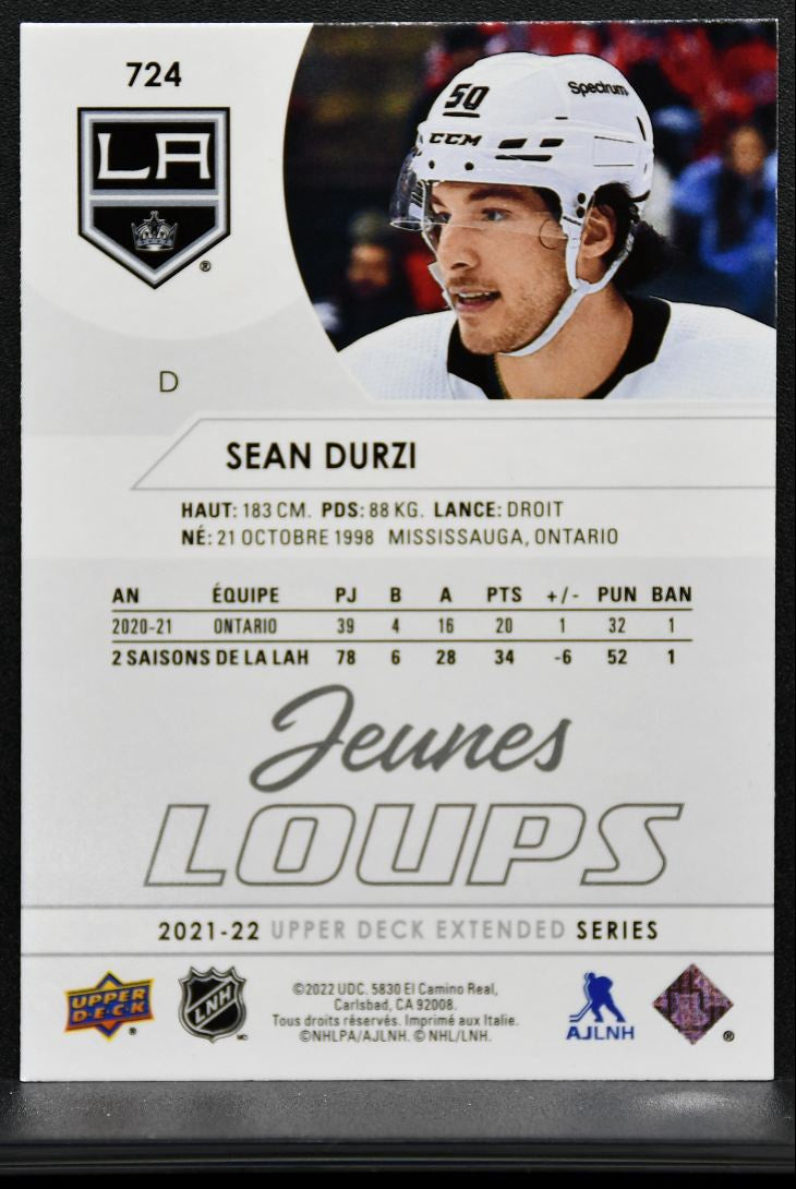 2021-22 UD Extended Series Young Guns French Variante Sean Durzi Kings RC 8785