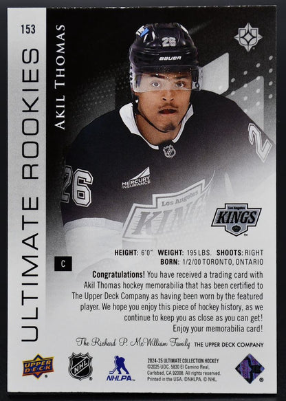 2024-25 UD Ultimate Collection Rookies Jersey Thomas Kings RC /499 Jersey