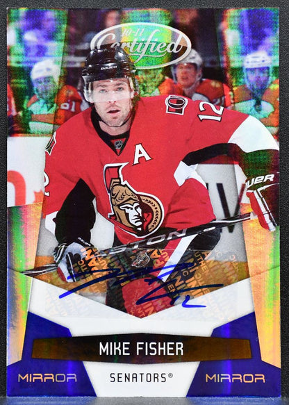 2010-11 Panini Certified Mirror Blue Signatures Mike Fisher Auto 07/50 2558