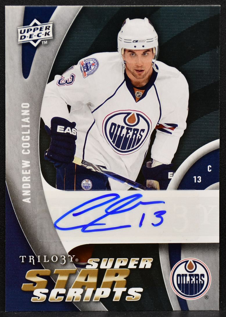 2009-10 UD Trilogy Superstar Scripts Andrew Cogliano SS-AC Oilers Auto 1844