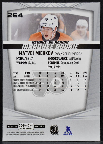 24-25 O-Pee-Chee Platinum Marquee RC Matvei Michkov 264 Philadelphia Flyers RC 3384