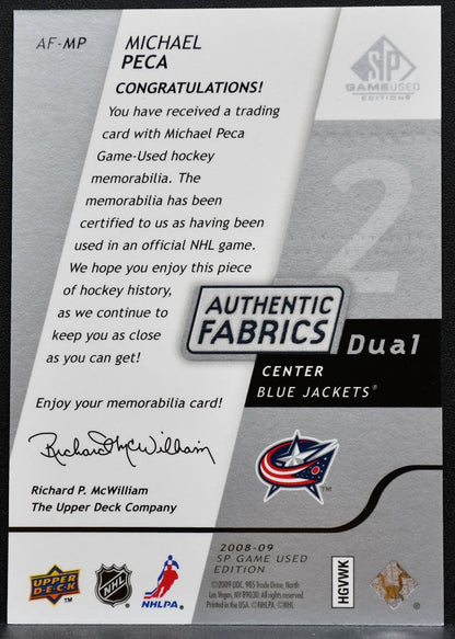 2008-09 SP Game Used Authentic Fabrics Dual Michael Peca Jackets Jersey 5772