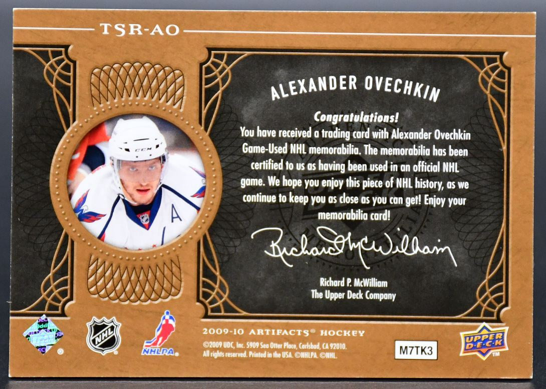 2009-10 UD Artifacts Treasured Swatches Alexander Ovechkin TSR-AO Jersey
