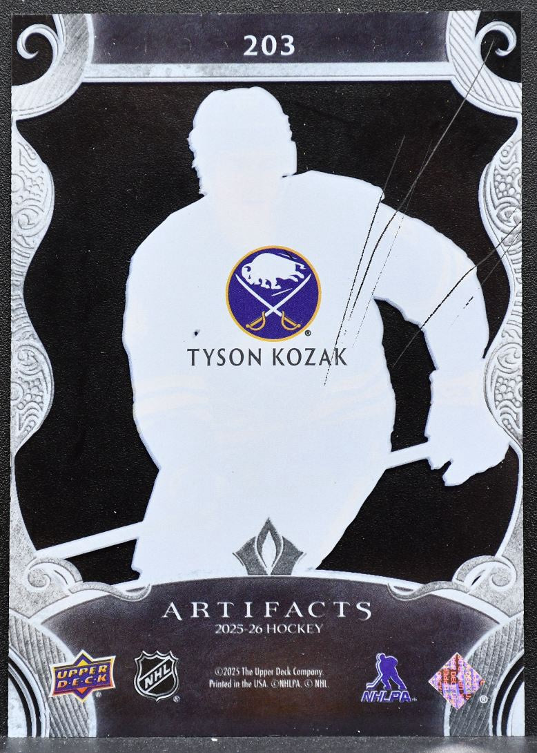 2025-26 UD Artifacts Update Rookies Clear Cut Tyson Kozak 203 Sabres RC 1723