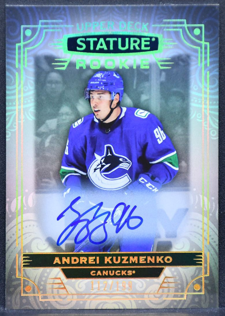 22-23 UD Stature Rookie Autographs Andrei Kuzmenko Canucks RC Auto /199 4870